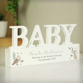 (image for) Personalised Woodland Wooden Baby Ornament