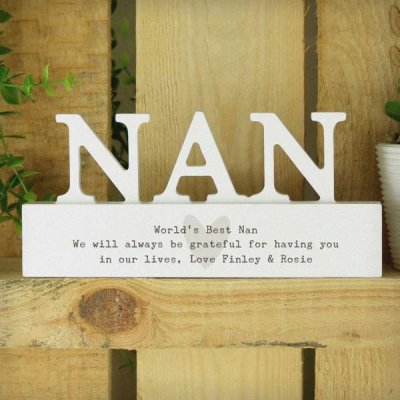 (image for) Personalised Free Text Heart Wooden Nan Ornament