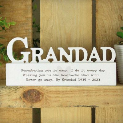 (image for) Personalised Free Text Heart Wooden Grandad Ornament