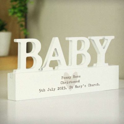 (image for) Personalised Free Text Heart Wooden Baby Ornament