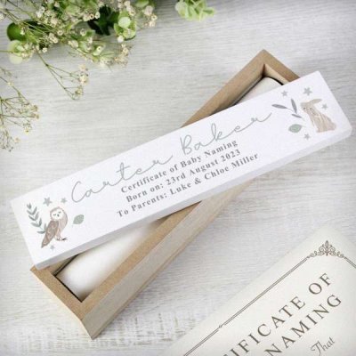 (image for) Personalised Woodland Animals Wooden Certificate Holder