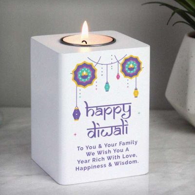 (image for) Personalised Diwali Wooden Tealight Holder