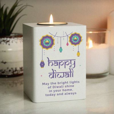 (image for) Personalised Diwali Wooden Tealight Holder