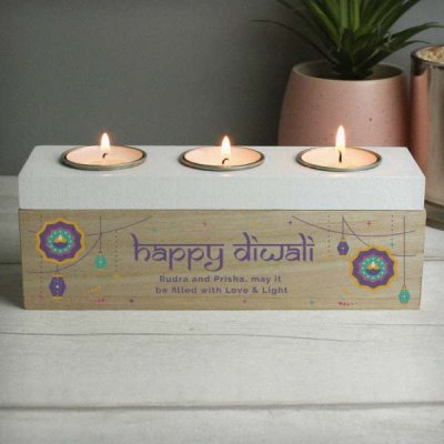 (image for) Personalised Diwali Triple Tealight Box