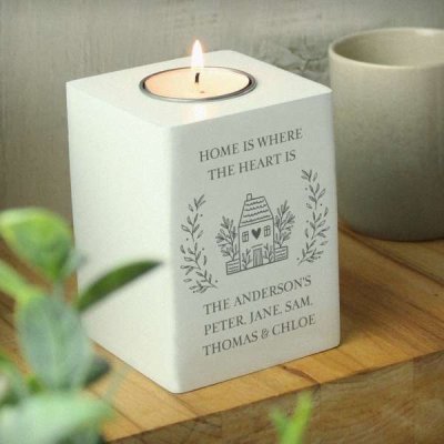 (image for) Personalised HOME Wooden Tealight Holder