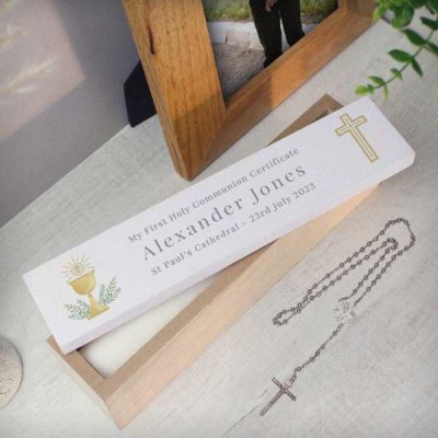 (image for) Personalised Religious Wooden Certificate Holder