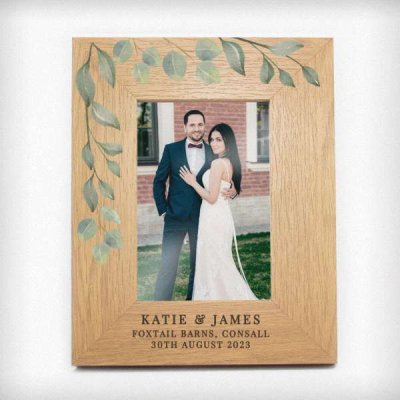 (image for) Personalised Botanical 6x4 Oak Finish Photo Frame