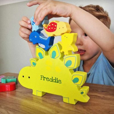 (image for) Personalised Name Only Wooden Dinosaur Stacker Toy