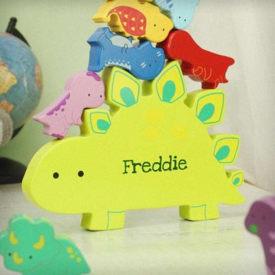 (image for) Personalised Name Only Wooden Dinosaur Stacker Toy