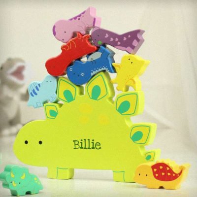 (image for) Personalised Name Only Wooden Dinosaur Stacker Toy