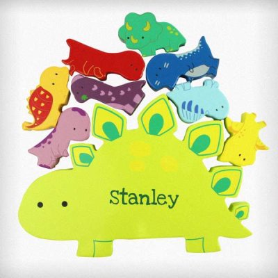 (image for) Personalised Name Only Wooden Dinosaur Stacker Toy