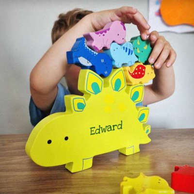 (image for) Personalised Name Only Wooden Dinosaur Stacker Toy