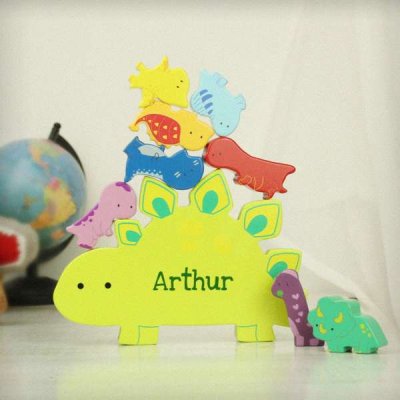 (image for) Personalised Name Only Wooden Dinosaur Stacker Toy