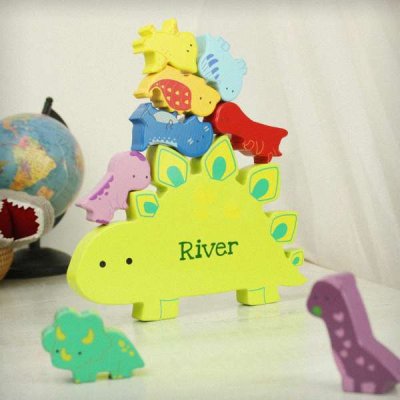 (image for) Personalised Name Only Wooden Dinosaur Stacker Toy