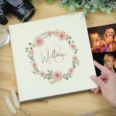 (image for) Personalised Floral Wreath Square Photo Album