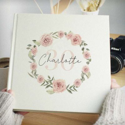 (image for) Personalised Floral Wreath Square Photo Album