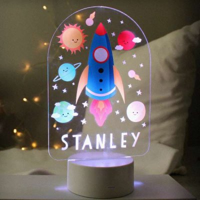 (image for) Personalised Space Rocket LED Colour Changing Night Light