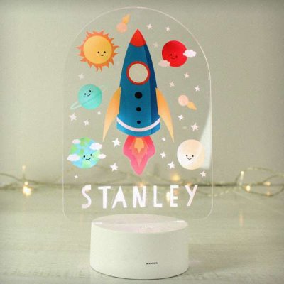 (image for) Personalised Space Rocket LED Colour Changing Night Light