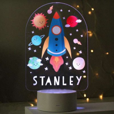 (image for) Personalised Space Rocket LED Colour Changing Night Light