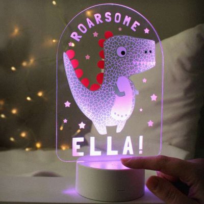 (image for) Personalised Roarsome Dinosaur LED Colour Changing Night Light