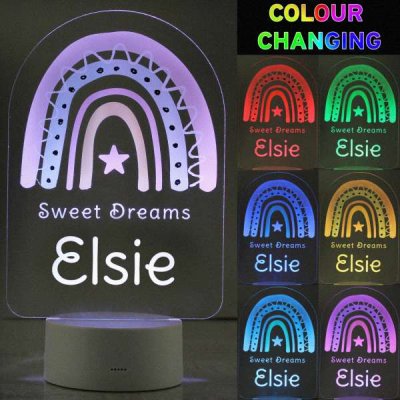 (image for) Personalised Pink Rainbow LED Colour Changing Night Light