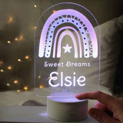 (image for) Personalised Pink Rainbow LED Colour Changing Night Light