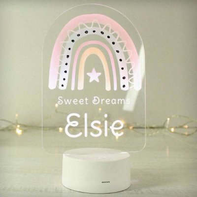 (image for) Personalised Pink Rainbow LED Colour Changing Night Light