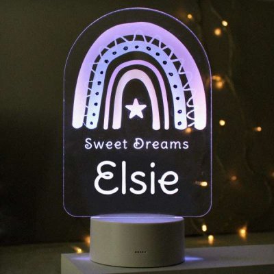 (image for) Personalised Pink Rainbow LED Colour Changing Night Light