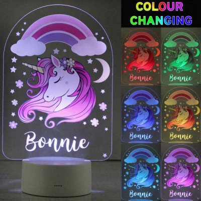 (image for) Personalised Pink Unicorn LED Colour Changing Night Light