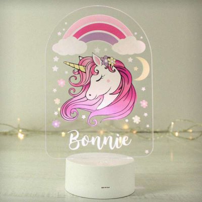 (image for) Personalised Pink Unicorn LED Colour Changing Night Light