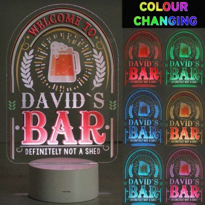 (image for) Personalised Welcome To... Bar LED Colour Changing Night Light