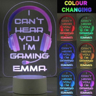 (image for) Personalised Pink Gaming LED Colour Changing Night Light