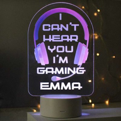 (image for) Personalised Pink Gaming LED Colour Changing Night Light