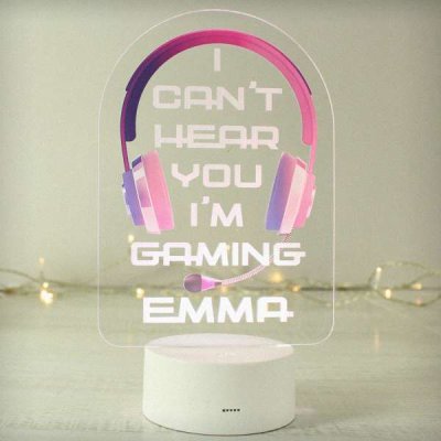 (image for) Personalised Pink Gaming LED Colour Changing Night Light