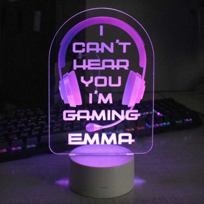 (image for) Personalised Pink Gaming LED Colour Changing Night Light