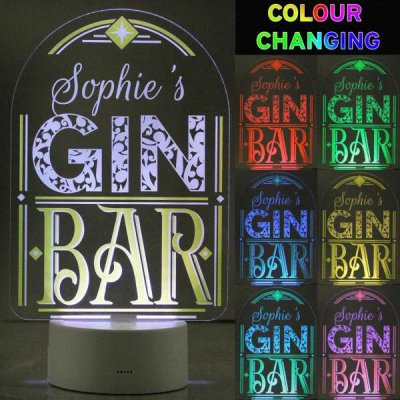 (image for) Personalised Gin Bar LED Colour Changing Night Light