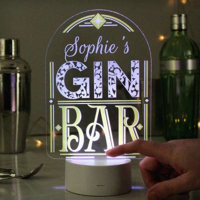 (image for) Personalised Gin Bar LED Colour Changing Night Light