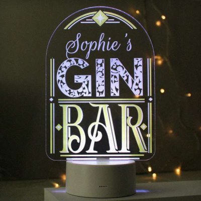 (image for) Personalised Gin Bar LED Colour Changing Night Light