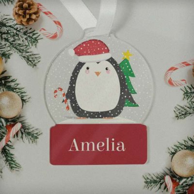 (image for) Personalised Penguin Acrylic Snowglobe Decoration