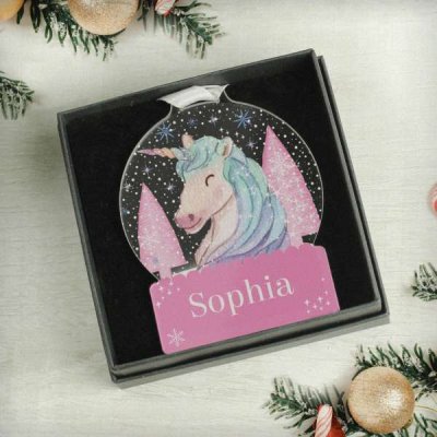 (image for) Personalised Unicorn Acrylic Snowglobe Decoration