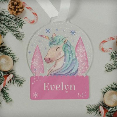 (image for) Personalised Unicorn Acrylic Snowglobe Decoration