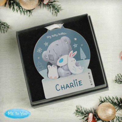 (image for) Personalised Winter Explorer Tiny Tatty Teddy Acrylic Snow Globe Decoration