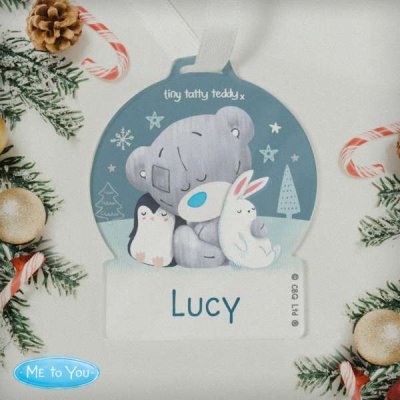 (image for) Personalised Winter Explorer Tiny Tatty Teddy Acrylic Snow Globe Decoration