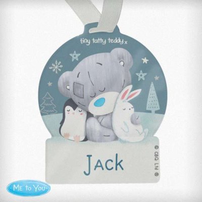 (image for) Personalised Winter Explorer Tiny Tatty Teddy Acrylic Snow Globe Decoration