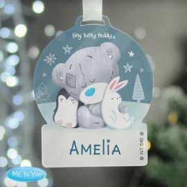 (image for) Personalised Winter Explorer Tiny Tatty Teddy Acrylic Snow Globe Decoration