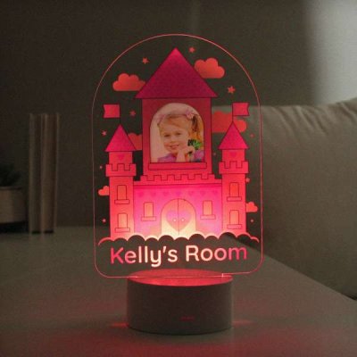 (image for) Personalised Pink Castle Photo Upload LED Colour Changing Night Light