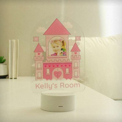 (image for) Personalised Pink Castle Photo Upload LED Colour Changing Night Light