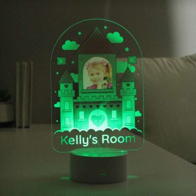 (image for) Personalised Pink Castle Photo Upload LED Colour Changing Night Light