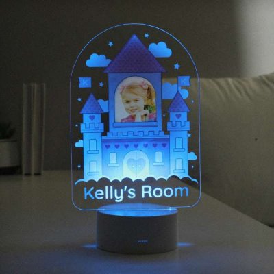 (image for) Personalised Pink Castle Photo Upload LED Colour Changing Night Light