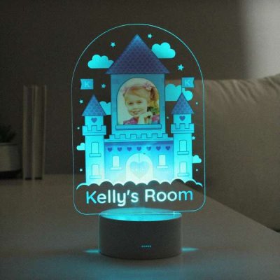 (image for) Personalised Pink Castle Photo Upload LED Colour Changing Night Light